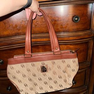 Dooney & Bourke Tan and Brown Shoulder Bag